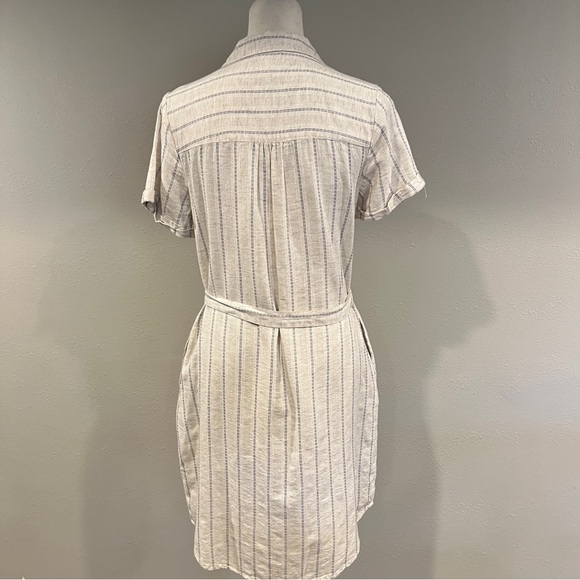 Japna Striped off White short sleeve Button-Down mini Dress size medium‎ - Picture 7 of 13